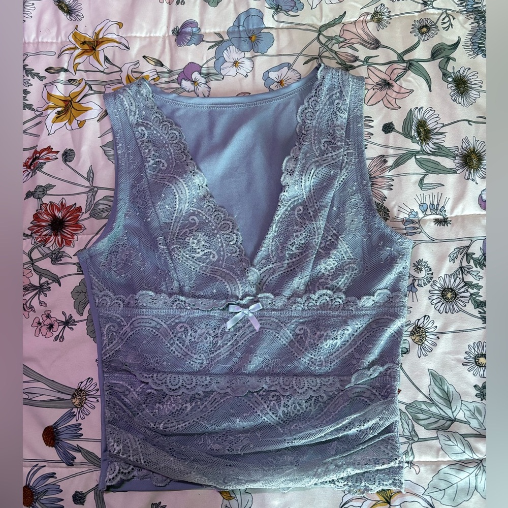 Blue V neck shirt
